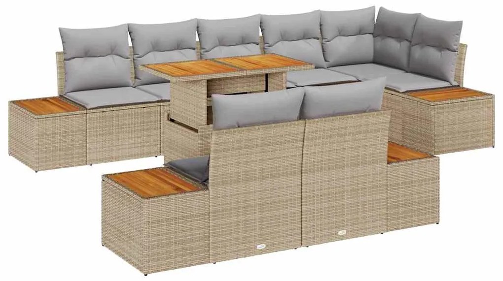 vidaXL Σέτ φαγητού για κήπο 9 pcs Μπεζ, Γκρι 100 x 55 x 73 εκ