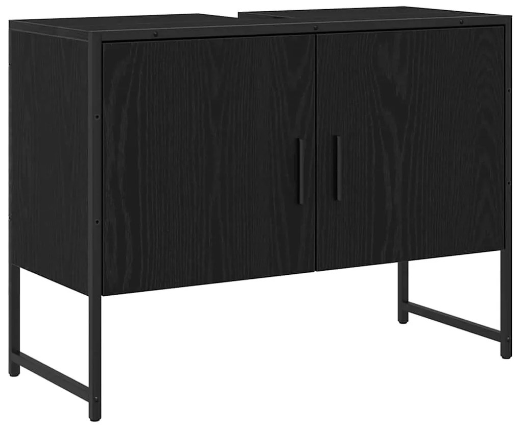 vidaXL Σετ Επίπλων Μπάνιου με πόρτα 3 pcs Μαύρο 33 x 33 x 102.5 εκ
