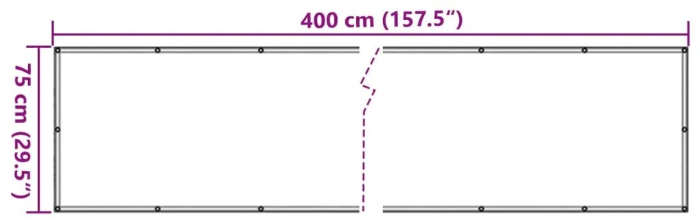 vidaXL Περίφραξη Μπαλκονιού Σχέδιο Ledge Stone Γκρι 400x75 εκ. PVC