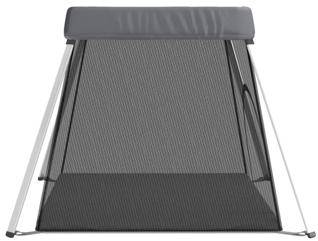 vidaXL Παρκοκρέβατο Βρεφικό Σκούρο Γκρι από Λινό Ύφασμα με Στρώμα