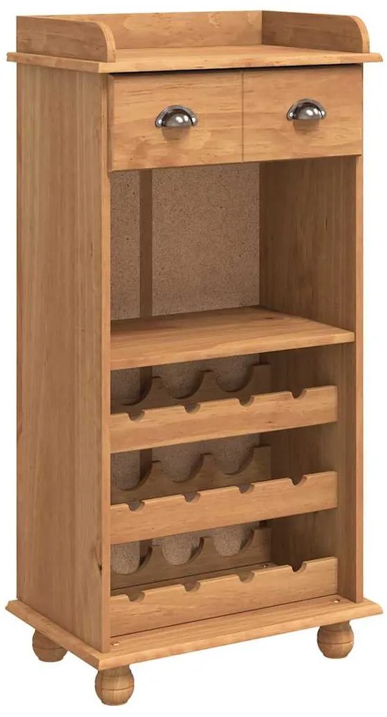 vidaXL Ντουλάπι κρασιού Καφέ 57 x 37 x 114 εκ. Μασίφ ξύλο πεύκου