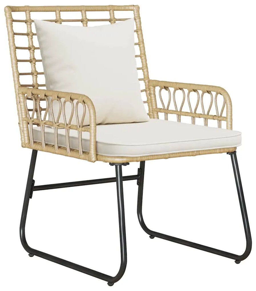 vidaXL Σέτ φαγητού για κήπο 3 pcs Καφέ και Κρέμα Πολυ rattan, ατσάλι