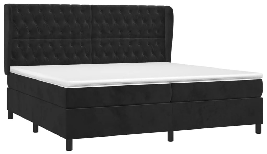 vidaXL Κρεβάτι Boxspring με Στρώμα Μαύρο 200x200 εκ. Βελούδινο