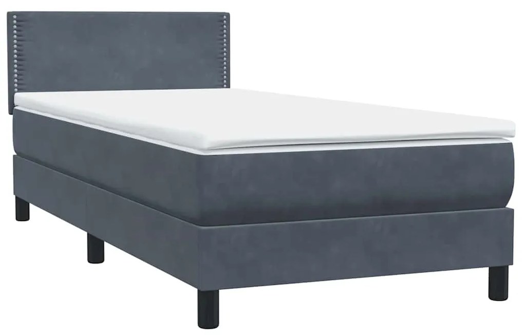 Κρεβάτι Boxspring με Στρώμα Σκούρο Γκρι 100x210 εκ. Βελούδινο - Γκρι