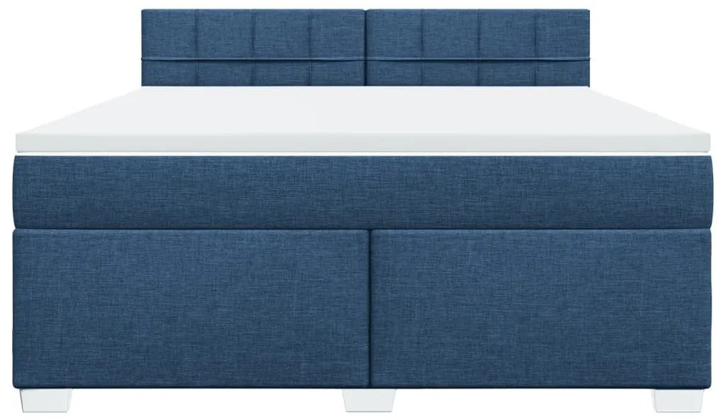 Κρεβάτι Boxspring με Στρώμα Μπλε 180x200 εκ. Υφασμάτινο - Μπλε