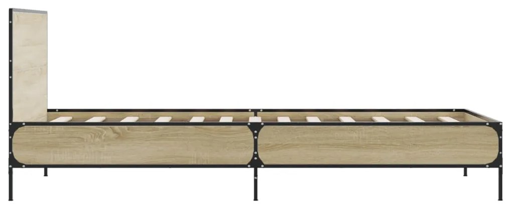vidaXL Πλαίσιο Κρεβατιού Sonoma Δρυς 75 x 190 εκ. Επεξ. Ξύλο &amp; Μέταλλο