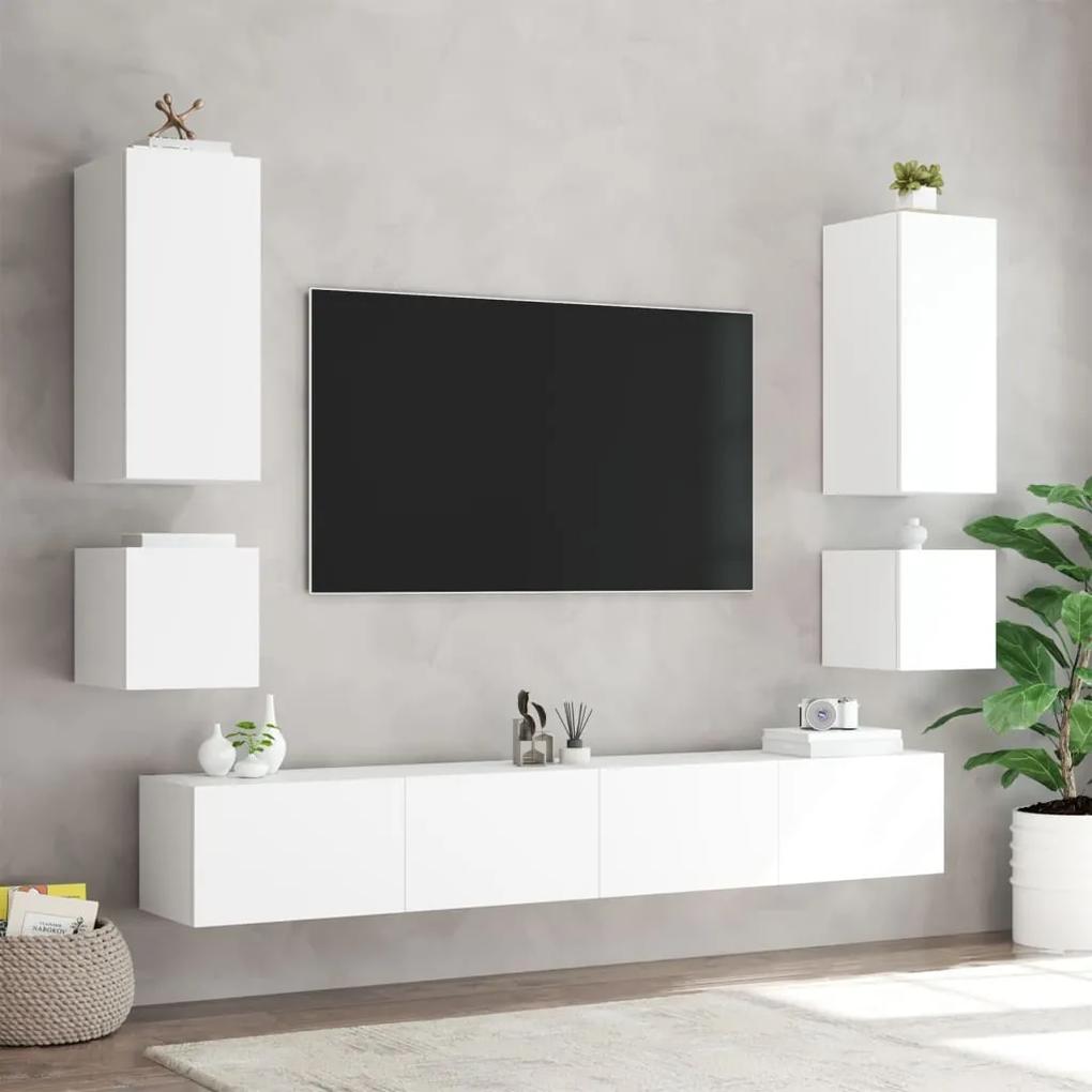 vidaXL Έπιπλο Τοίχου Τηλεόρασης με LED Λευκό 40,5x35x40 εκ.