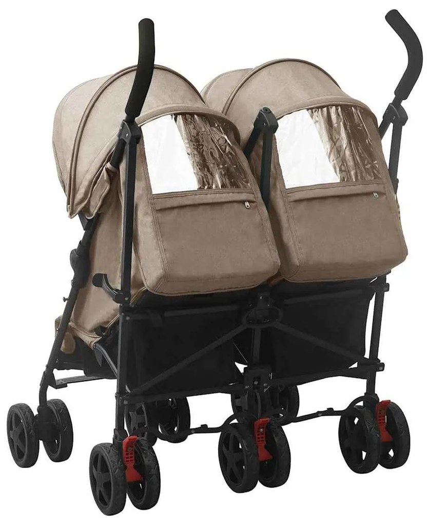 vidaXL Καρότσι Διδύμων Taupe Ατσάλινο