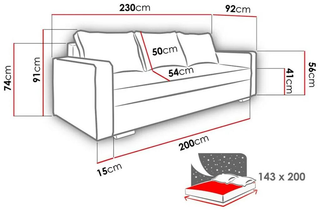 Καναπές κρεβάτι Decatur 101, Αριθμός θέσεων: 4, Αποθηκευτικός χώρος, 91x230x92cm, 106 kg, Πόδια: Ξύλο | Epipla1.gr
