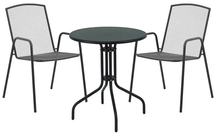 Σετ Κήπου Τραπεζαρία Vergo - Pomedon 3 τεμ Μαύρο Μέταλλο 60x60x70 εκ.