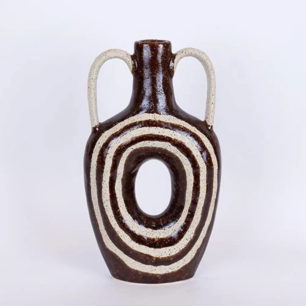 Βάζο Κεραμικό 752-20338 21,8x7,5x39cm Brown-Beige Estheti Home Κεραμικό