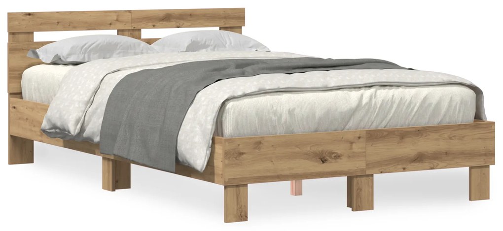 vidaXL Σκελετός Κρεβατιού artisan δρυς 135 x 190 cm Επεξεργασμένο ξύλο