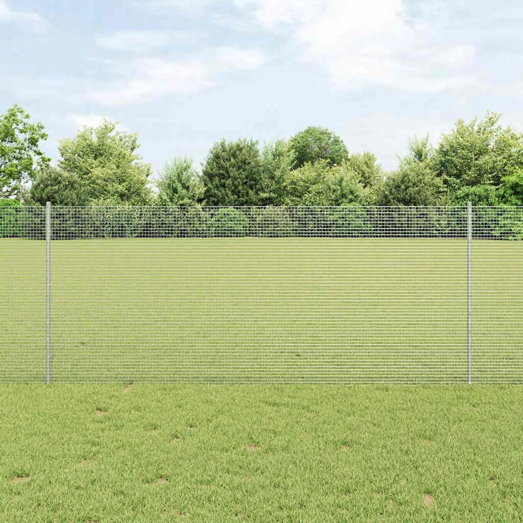 vidaXL Φράχτης με Στήλες. Ασημί 1 x 25 m Ατσάλι