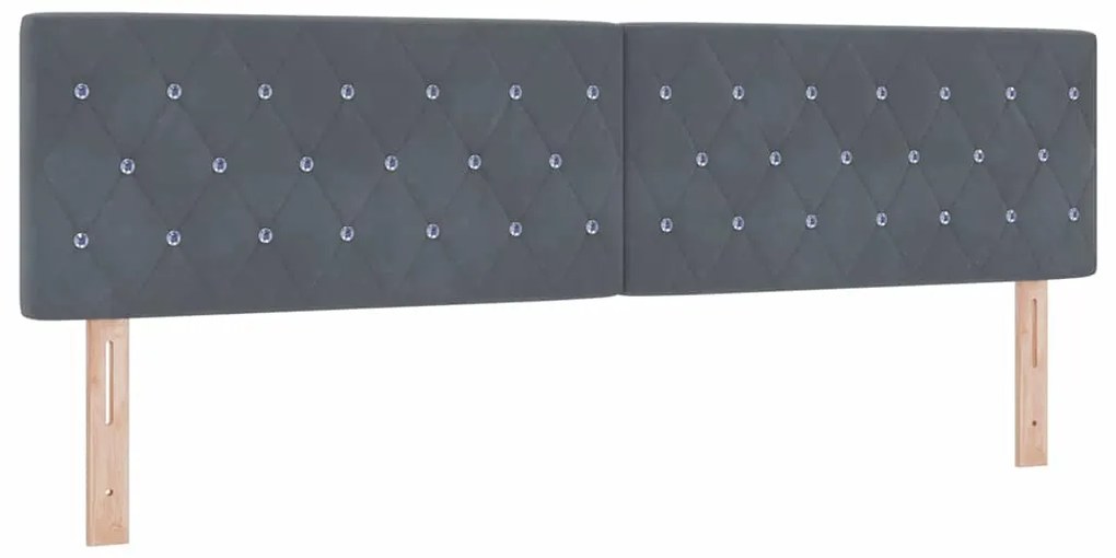vidaXL Κεφαλάρι LED με φώτα λωρίδας LED Σκούρο γκρι 90 cm Βελούδο