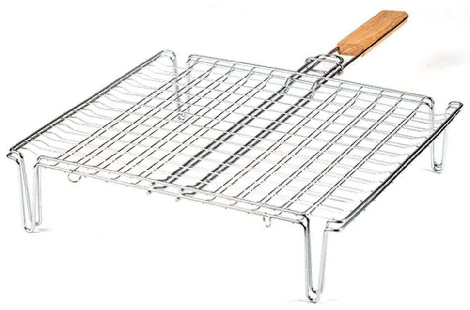 Σχάρα Ψησίματος Διπλή Με Πόδια BBQ Guru 10-238-017 35x25cm Silver Nava Metal