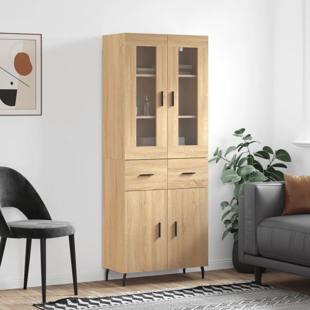 vidaXL Ντουλάπι Sonoma δρυς 69,5 x 34 x 180 εκ. από Επεξεργασμένο Ξύλο