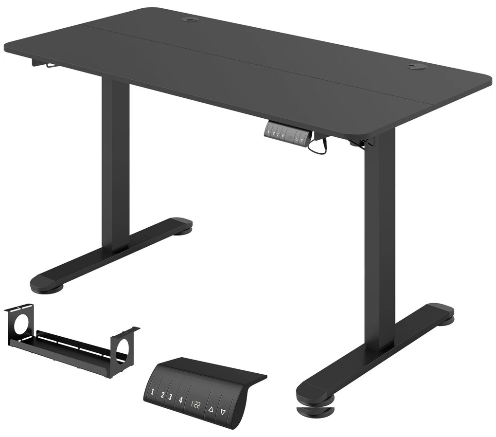 Vinsetto Γραφείο Όρθιας Εργασίας Ρυθμιζόμενο σε Ύψος Γραφείο Υπολογιστή, 140 cm x 70 cm x 116 cm, Μαύρο