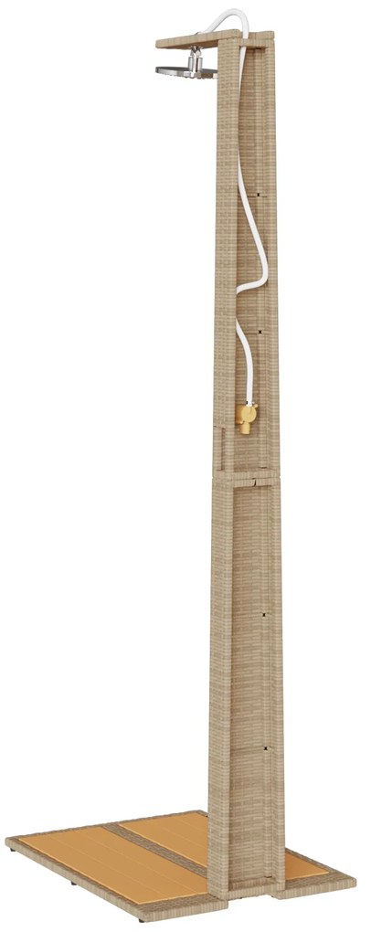 vidaXL Ντους Κήπου Μπεζ 60x80x214 εκ Πολυ Ράτταν