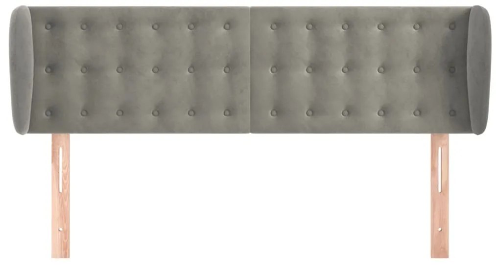 vidaXL Κεφαλάρι με Πτερύγια Ανοιχτό Γκρι 147x23x78/88 εκ. Βελούδινο