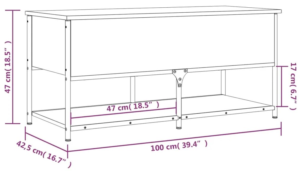 Παγκάκι Αποθήκευσης Καπνιστή Δρυς 100x42,5x47εκ. από Επεξ. Ξύλο - Καφέ