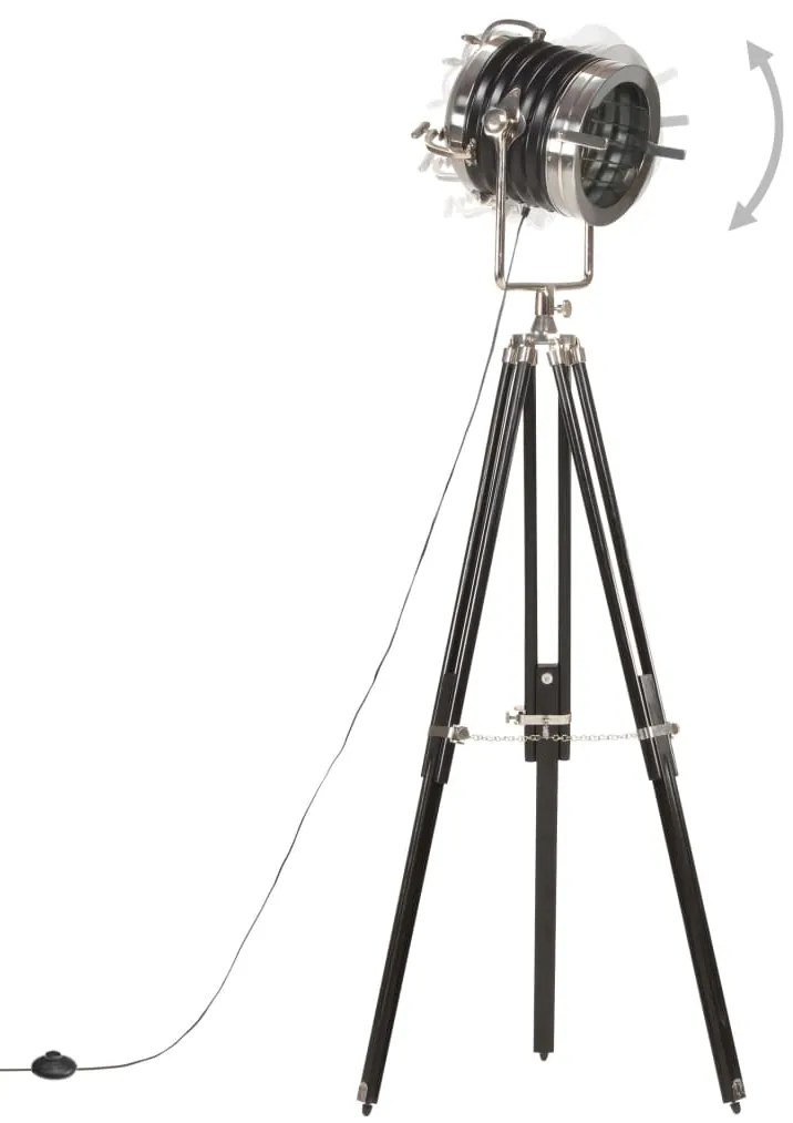 vidaXL Φωτιστικό Δαπέδου Προβολέας Τρίποδο Μαύρο 171 εκ. Ξύλο Μάνγκο
