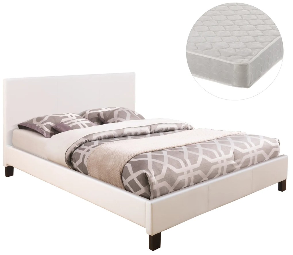 ΚΡΕΒΑΤΙ ΜΕ ΣΤΡΩΜΑ BECCA HM21283.01 ΛΕΥΚΟ PU--ΓΙΑ 150x200εκ