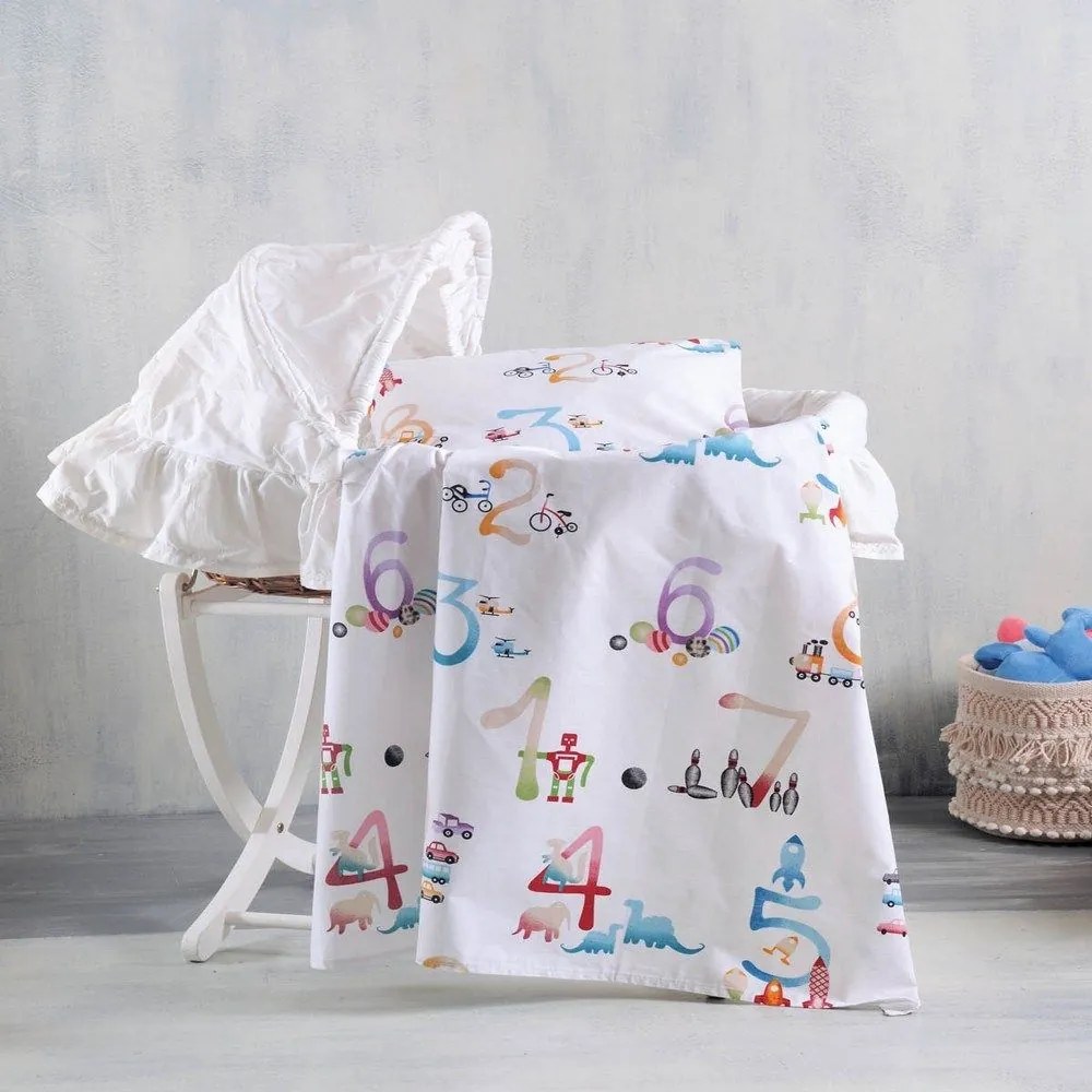 Σεντόνι Βρεφικό Numbers Multi Ρυθμός Λίκνου 80x110cm 100% Cotton
