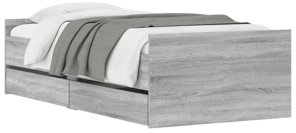 vidaXL Πλαίσιο Κρεβατιού με Συρτάρια Γκρι sonoma 100x200 εκ.