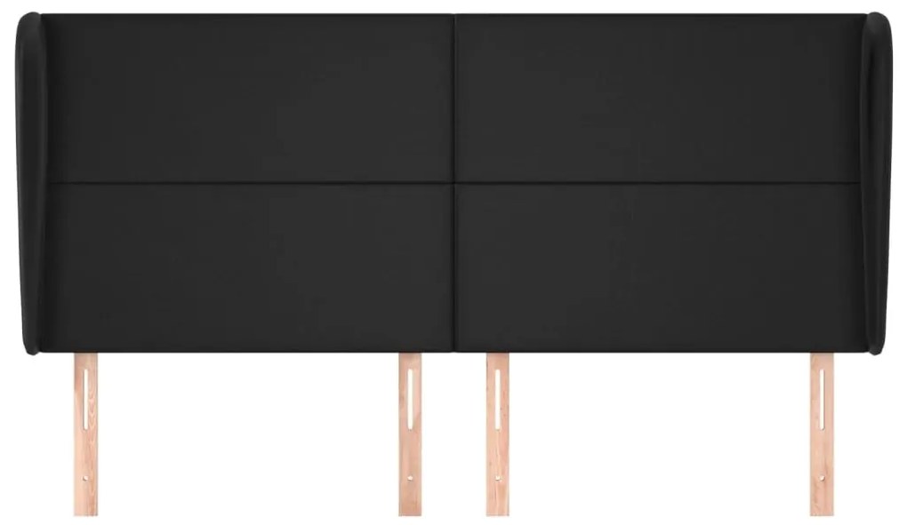 Κεφαλάρι με Πτερύγια Μαύρο 163x23x118/128 εκ. Συνθ. Δέρμα - Μαύρο
