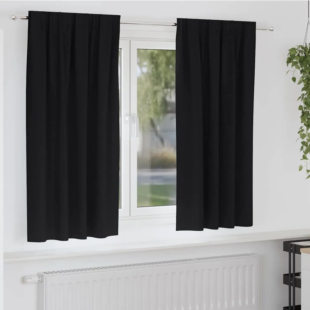 vidaXL Κουρτίνες με κουρτίνες 2 pcs Μαύρο Πολυεστέρας