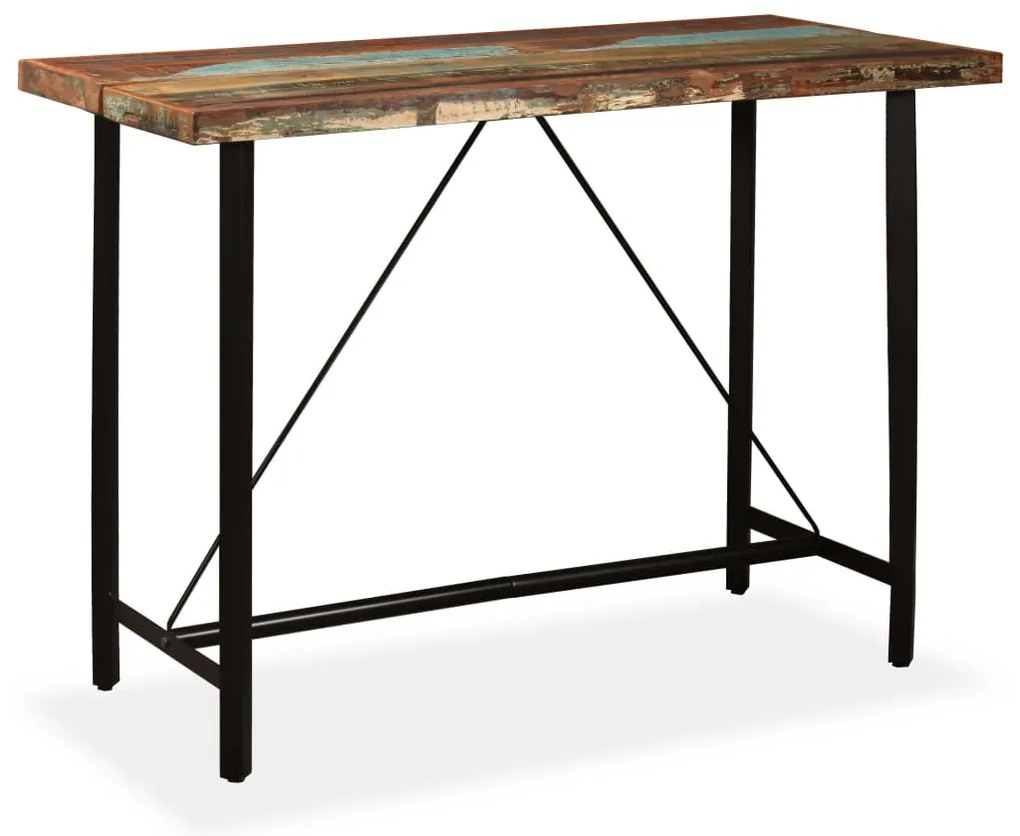 vidaXL Σετ Επίπλων Μπαρ 7 τεμ. Ανακυκλ. Ξύλο/Γνήσιο Δέρμα/Καραβόπανο