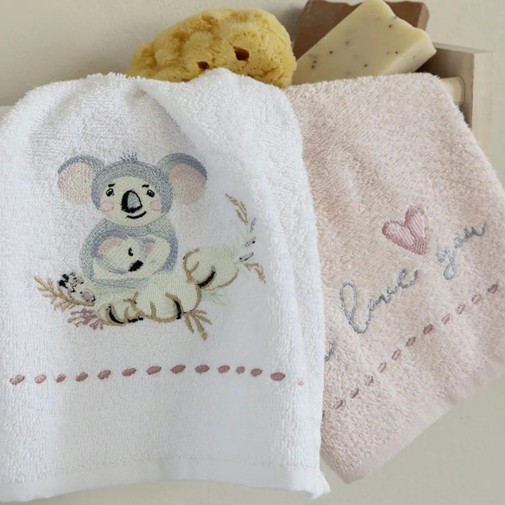 Πετσέτες Βρεφικές Koala Love (Σετ 2τμχ) White-Pink Nima Σετ Πετσέτες 30x50cm 100% Βαμβάκι