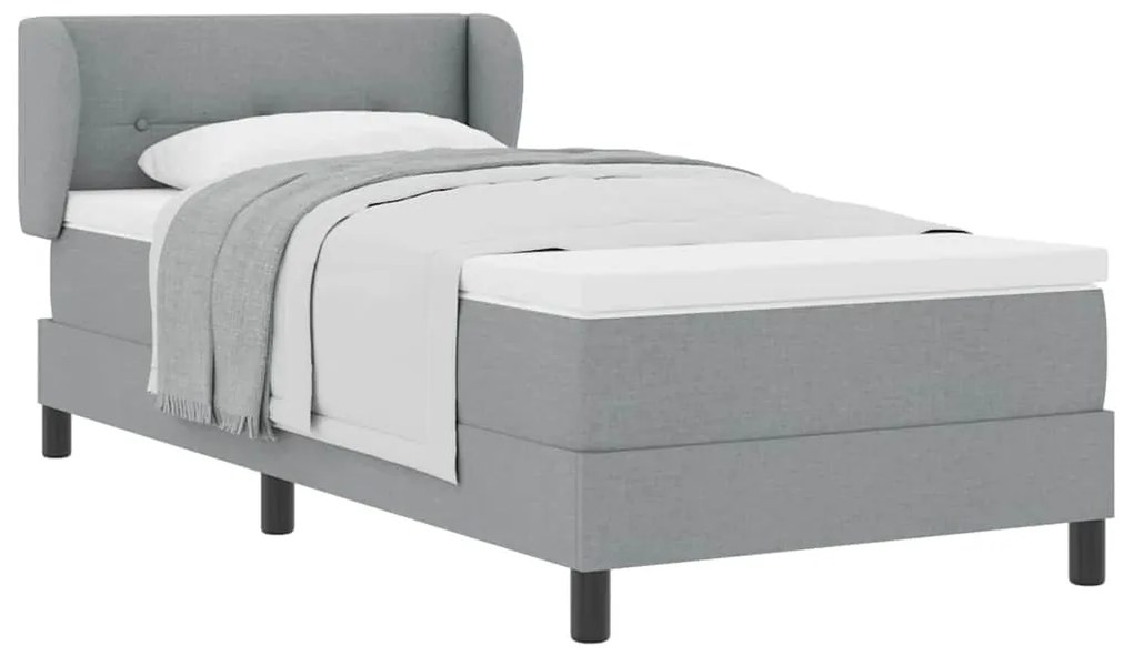 vidaXL Κρεβάτι box spring με στρώμα Ανοιχτό γκρι 90 x 190 cm ύφασμα