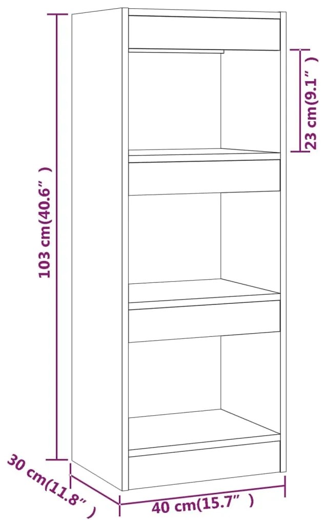 vidaXL Βιβλιοθήκη/Διαχωρ. Χώρου Sonoma Δρυς 40x30x103 εκ. Επεξ. Ξύλο