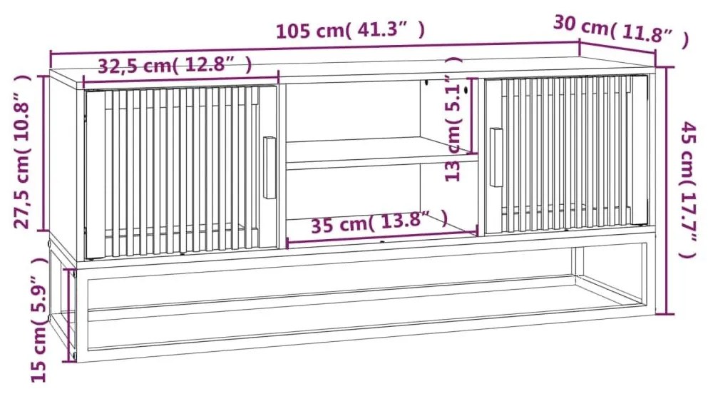 Έπιπλο Τηλεόρασης Λευκό 105x30x45 εκ. Επεξεργασμένο Ξύλο/Σίδερο - Λευκό