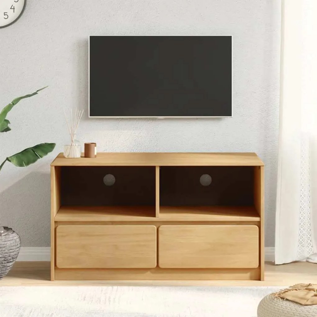vidaXL Tv Cabinet SAUDA Medium Oak Solid Pine Wood