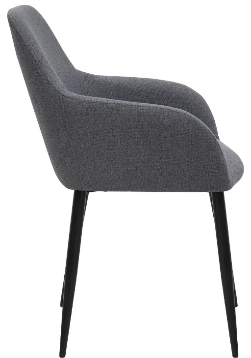 Πολυθρόνα τραπεζαρίας Monica Megapap γκρι ύφασμα - μεταλλικό μαύρο πόδι 54x57x84εκ.