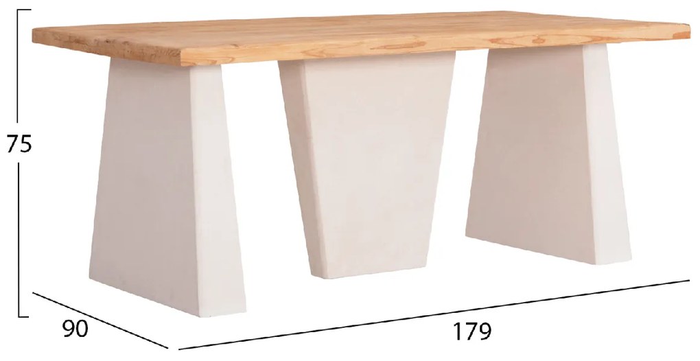 ΤΡΑΠΕΖΙ ΣΕΙΡΑ SANTORINI HM18042 ΤΟΠ ΞΥΛΟ ΕΛΑΤΟΥ-ΠΟΔΙΑ MDF ΥΠΟΛΕΥΚΑ 179x90x75Υεκ.