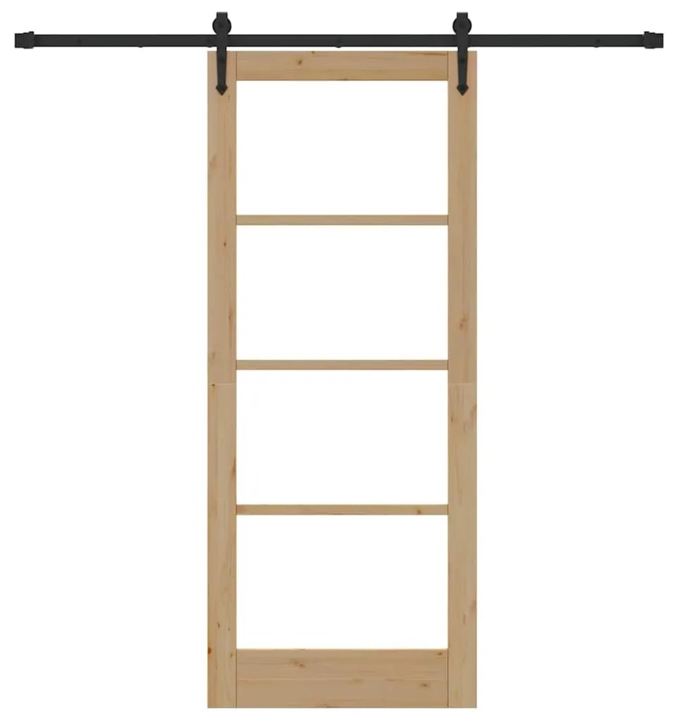 vidaXL Συρόμενη Πόρτα Φυσικό και Μαύρο 83 x 202 εκ.