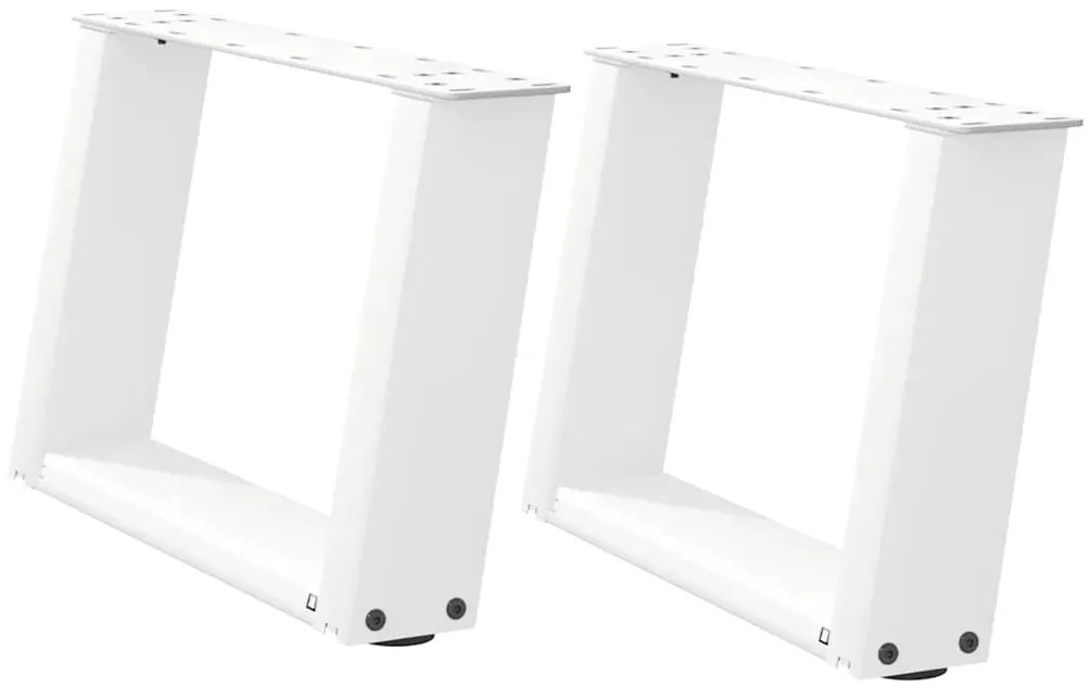 vidaXL Πόδια Τραπεζιού Σαλονιού σε Σχήμα U 2 τεμ. Λευκά 40x(30-31) εκ. Ατσάλι