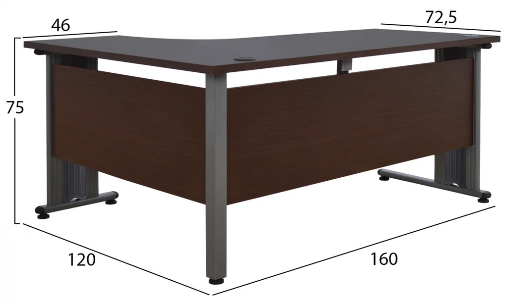 ΓΡΑΦΕΙΟ ΕΠΑΓΓΕΛΜΑΤΙΚΟ VALDEN HM2043.02R WENGE ΜΕ ΔΕΞΙΑ ΓΩΝΙΑ 160X120X75