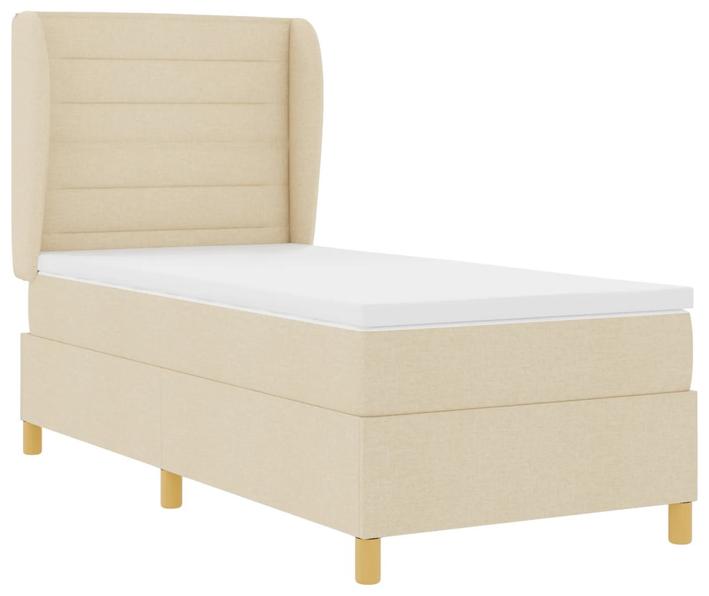 vidaXL Κρεβάτι με ελατήρια και ματRESS Κρεμ 90x200 cm Υφασμα