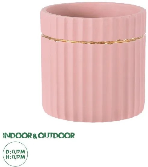 Πήλινο Κεραμικό Κασπώ Γλάστρα - Flower Pot Ροζ με Χρυσό Artificial Garden 20456 Globostar-20456-Ροζ 20456