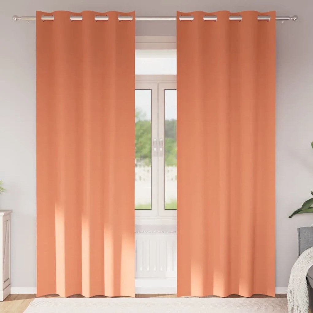 vidaXL Κουρτίνες με κουρτίνες 2 pcs Τερακότα 260 x 140 εκ. Πολυεστέρας