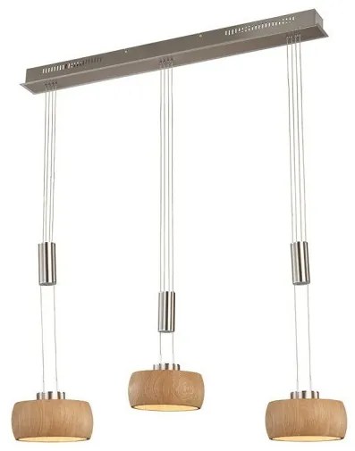 Κρεμαστό Φωτιστικό Οροφής LED 9W SHINE-WOOD Φυσικό Ξύλο-Νίκελ 2700K 61073 Fischer Honsel-61073-Νίκελ Ματ 61073