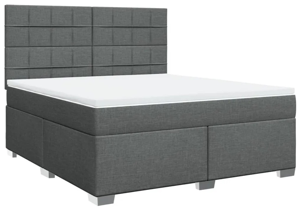 Κρεβάτι Boxspring με Στρώμα Σκούρο Γκρι 180x200 εκ Υφασμάτιν - Γκρι