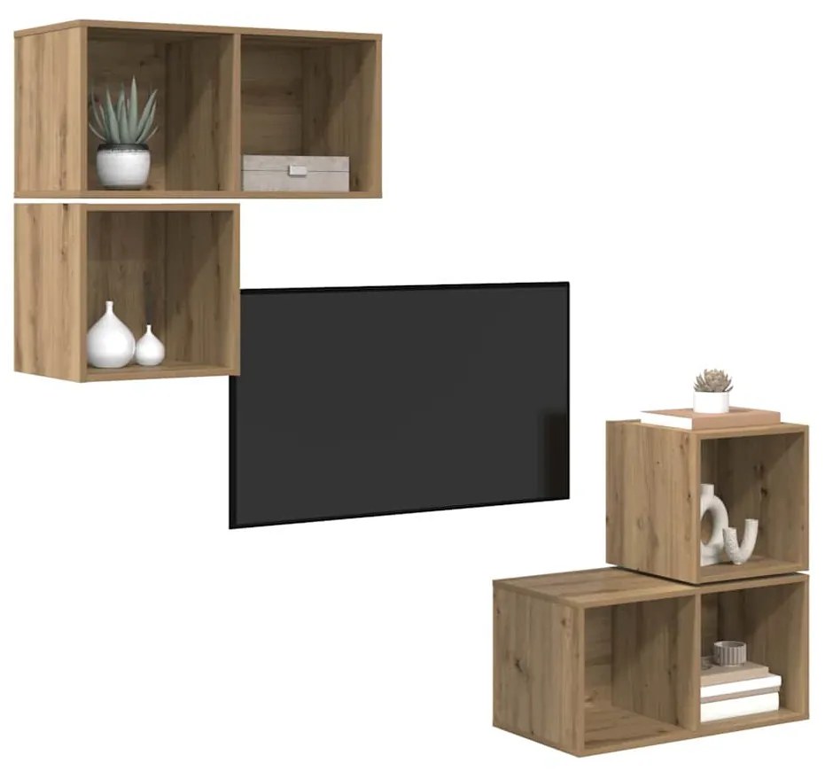 vidaXL Σετ επίπλου τηλεόρασης 4 pcs Artisan Oak Επεξεργασμένο ξύλο