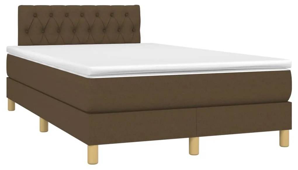 vidaXL Κρεβάτι Boxspring με Στρώμα Σκούρο Καφέ 120x190 εκ Υφασμάτινο