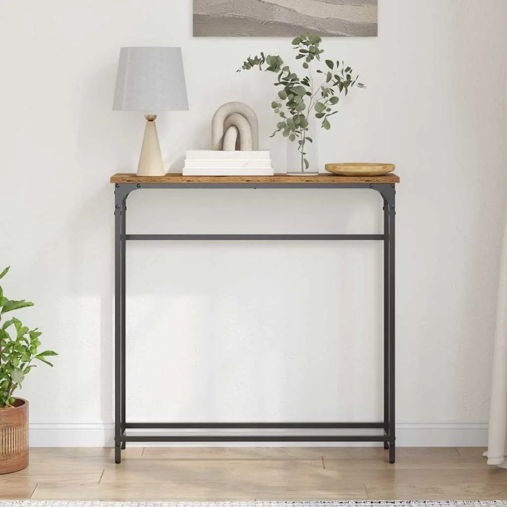 vidaXL Τραπέζι Κονσόλας με ράφι Παλιό Ξύλο 75 x 19.5 x 75 εκ.