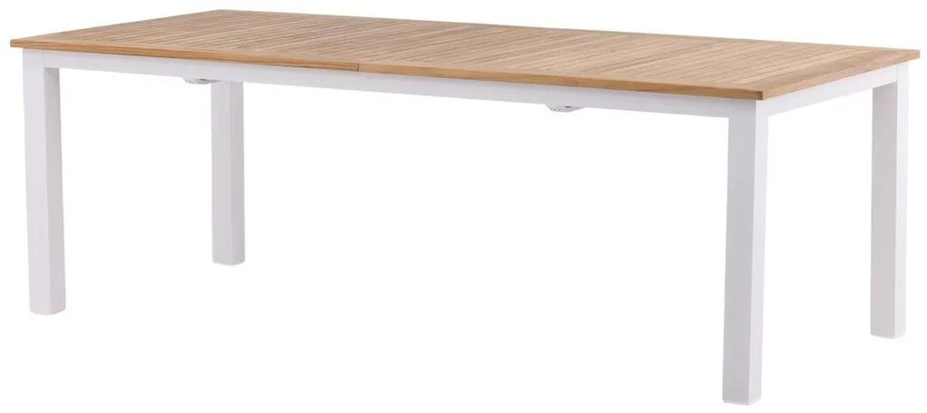 Τραπέζι εξωτερικού χώρου Dallas 810, Ξύλο, 75x100cm, 45 kg, Ανοιχτό χρώμα ξύλου, Άσπρο, Μέταλλο, Ξύλο: Ξύλο Teak | Epipla1.gr